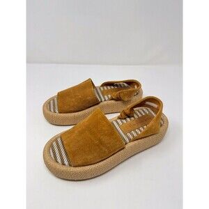 Robert Clergerie Womens Sandals Brown Suede Platform Aruba Woven Wedge US 7.5